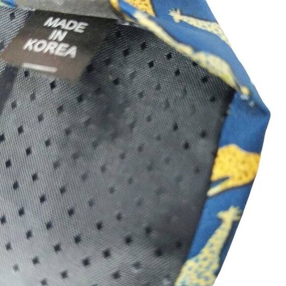 Parquet Giraffe Zoo Animal Print Blue Gold Novelty Necktie - Picture 8 of 8